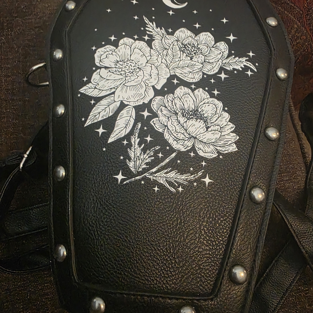 Black Floral Studded Women's Bag